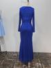 Spring Solid Color Sequin Long-Sleeve Evening Dress - 5 Colors