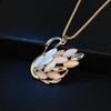 Charms Crystal Necklace for Women Gold Color Statement Chain Necklace Cat's Eye Delicate Swan Pendan