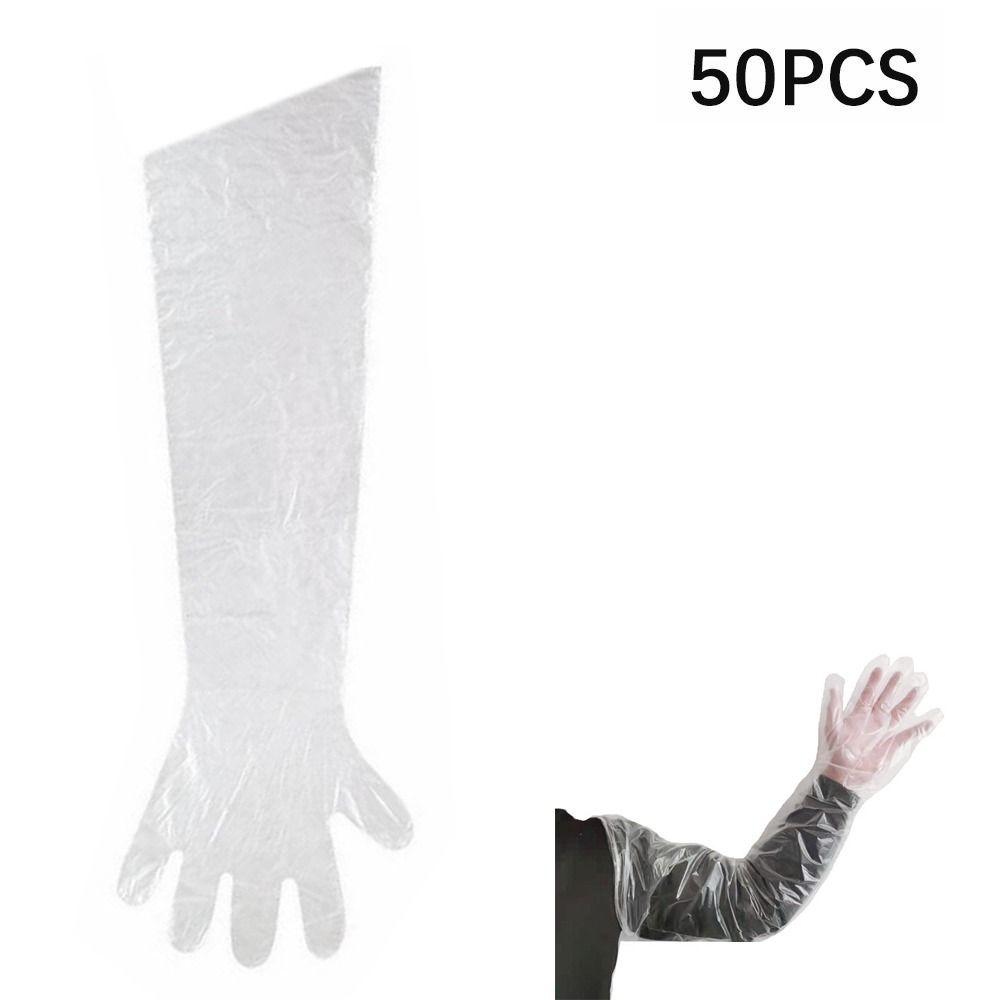 50Pcs Plastic Disposable Vet Glove Clear Farm Glove Non-toxic Cattle Sheep Glove Midwifery