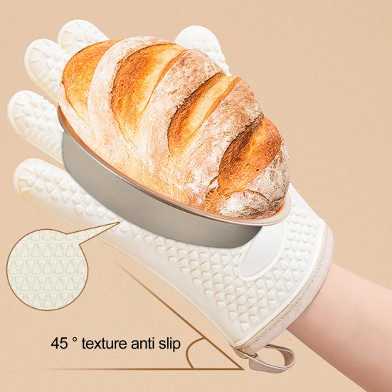 1Pc Baking Glove Ultra-thick Heat-Resistant Reusable Non-slip Texture Easy To Clean Anti-scald Silicone High-Temperature Resistant Oven Baking
