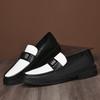 Fashion New Designer Brand Black and White Fashionable Color Blocked Loafers Comfortable Non Slip Office Groomsman Dating Leather Shoes
