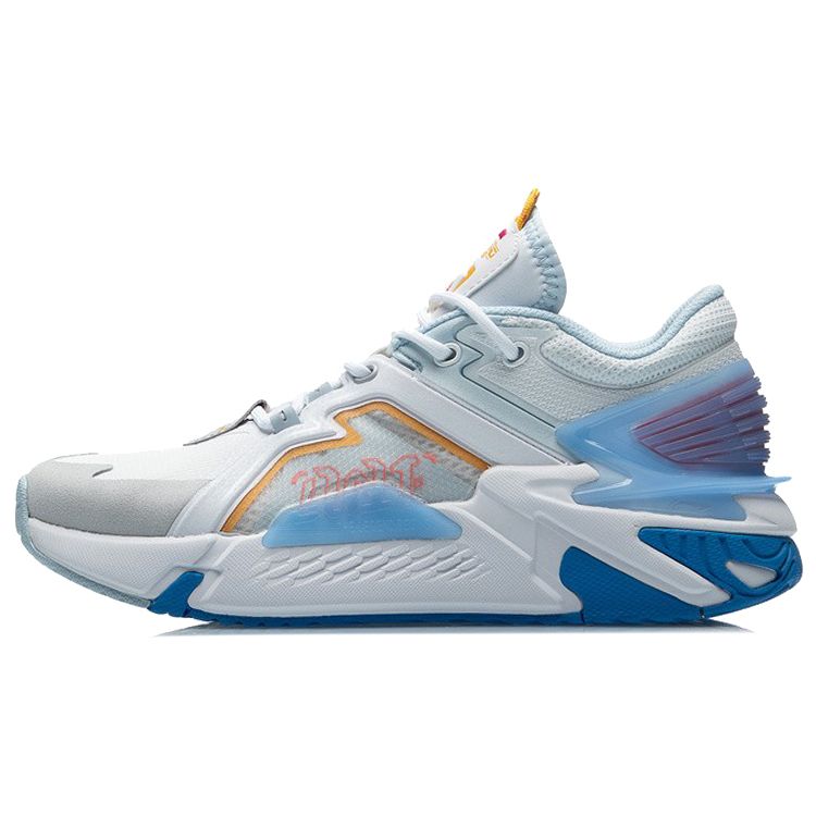 Li Ning 001 Ti Shock Absorbing Non-Slip Low-Top Running Shoes Women Sneaker White Blue AGLR008-1