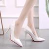 High-heeled Shoes Women Fine Heel Pointed Head Design Sexy Temperament Bright Leather French Patent Leather Women's Shoes