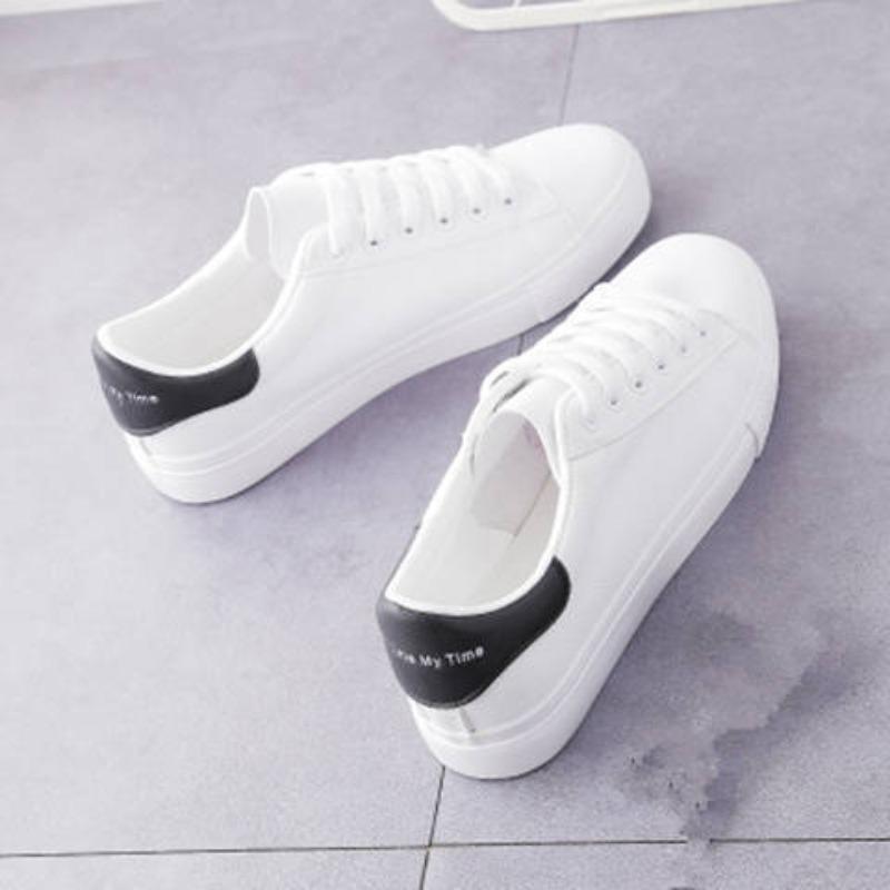 Fashion Women's Vulcanize Shoes 2024 New In Casual Classic Solid Color PU Leather Shoes Woman Casual White Shoes Sneakers