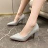 Shoes for Women Slip On Women's High Heels Classics Dress Pumps Women Bling Pointed Toe Shallow Chunky Heels Shoes Female