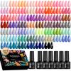 PHOENIXY 60 PCS Gel Nail Polish Set with Base and Glossy Glitter Matte Top Coat Soak Off Gel Nail Set Suitable for All Seasons Gel Polish Gifts