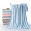 1pc Soft Striped Quick Dry Bath Towel Absorbent with Hooks Plush Bath Towels Multi-Purpose Towel for Bathroom Supplies
