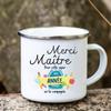 Merci Maitre Printed Mug Creative Coffee Tea Cups Drinks Water Cup Enamel Mugs School Home Retro Handle Drinkware Teacher Gifts