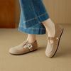 Fashion 2025 New Spring Cow Suede Leather Woman Shoes Round Toe Women Flats Shoes for Women Flat Heel Loafers Sheepskin Leather Shoes