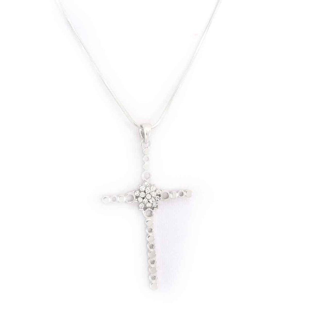Les Trésors De Lily [J9199] - Designer Silver 'Cross' Necklace