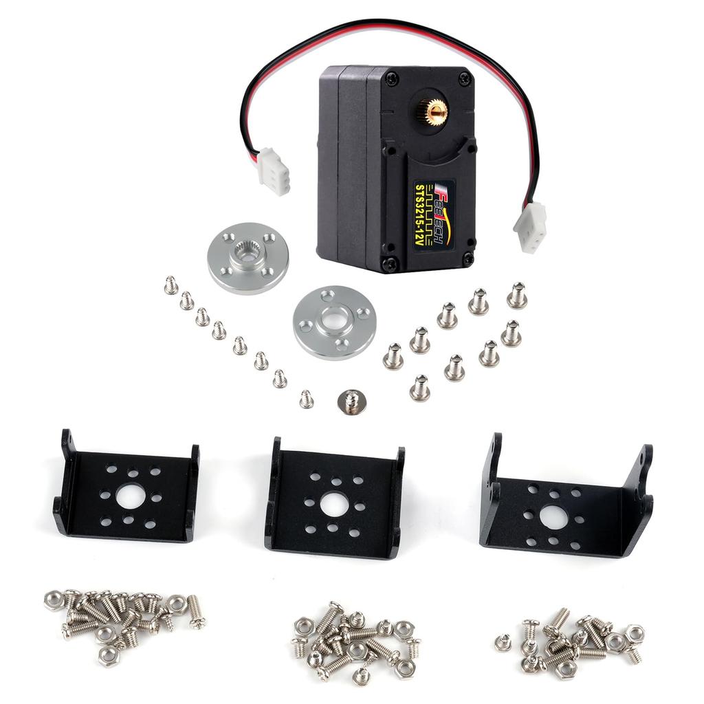 DIYmall STS3215 12V 30KG Magnetic Encoder Servo Metal Gear Dual Axis TTL Serial Bus Servo 360 Degrees + Metal Bracket for Robot Arm Smart Robot