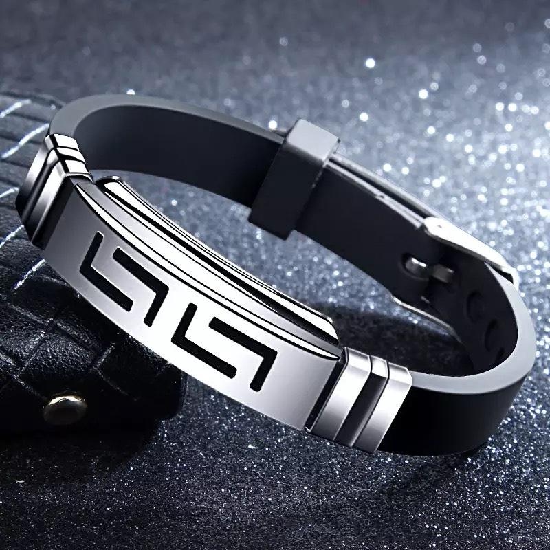 Fashion Wristband Black Punk Titanium Steel Men Bracelets Bangles