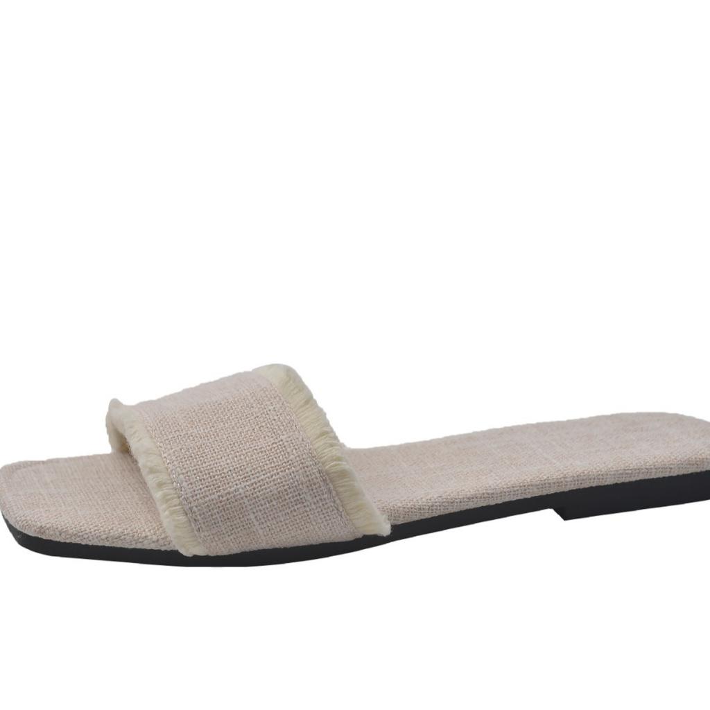 Flat Bottom Oneword Fashion Cool Slippers Summer New Korean Version Retro Opentoed Outer Slippers Light