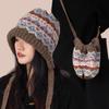 Woman Warm Ear Protection Knitted Head Cap Can Be Turned Into A Small Bag