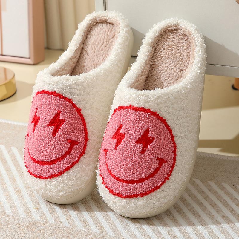 Smiling Face Couple Slippers New 2024 Winter Indoor Household Floor Anti Slip Warm Cotton Shoes Fashion Casual Shoes Comfortable