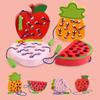 Caterpillar Fruits Threading Toy Fine Motor Skills Preschool Learning Toddlers Boys Girls Educational Wooden Fruit Block Caterpillar Lacing Game
