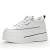 Fashion 8.5cm Genuine Leather Women Autumn Hidden Heels Ladies Chunky Sneakers Thick Soled Spring Platform Wedge Summer Fashion Shoes