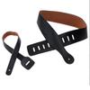 Guitar Leather Strap Black Hand Stitched Edge Adjustable Length Universal Bass Strap for Acoustic