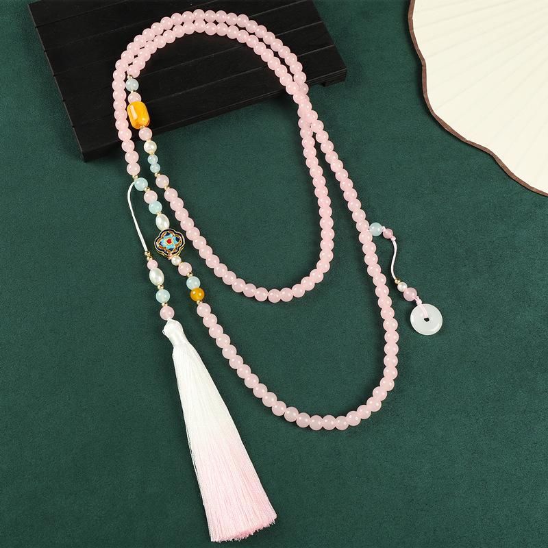 Длинная цепочка-мессенджер, высококлассное ожерелье из бусин зеленого глазурованного агата, аксессуары для цепочки для свитера к ципао, женские