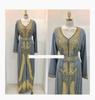 Grey Moroccan Dubai Kaftan Abaya Farasha Dress Very Handmade Fancy Long Gown