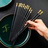 5 Pairs/Set Japanese Non-Slip Chopsticks Set Korean Home Hotel Restaurant Alloy Healthy Food Stick For Sushi Chopsticks