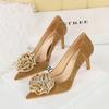 High Heels, Floral Women's Shoes, Slim Heels, Shallow Mouth, Pointed Flowers, Single Shoes, High Heels