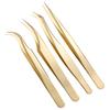 Anti-Slip Curved Tip Tweezers Gold Straight Tweezers New Lash Extension Tweezers Nail Art