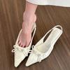 Bowknot Women's Sandals Party Sexy Pumps 2025 New Pointed Back Strap High-heeled Stilettos Ladies Slingback Sandals
