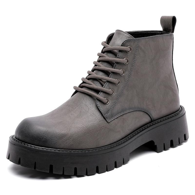 Martin Boots Men's 2025 Winter New Thick-soled 6-hole British Style Trend Warm High-top Leather Boots Velvet Short Boots