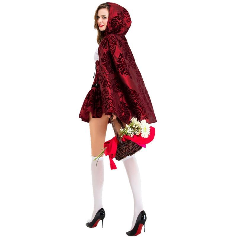 Halloween Witch Vampire Dress Stage Show Costume Little Red Riding Hood Short Skirt Cape Shawl Set