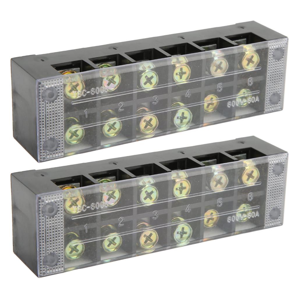 Terminal Strip Block Large Current Easy Wiring Ground Circuit Terminal Block 600V 60A 6 Positions