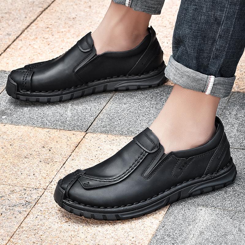 38-46 Retro Cow Leather Shoes Men Loafers Handmade Casual Leather Shoes Moccasins Men Flats Shoes