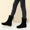 Fashion Vintage Warm Plush Women Ankle Boots Fashion Lace Up Short Booties Winter Comfort Internal Elevation Cotton Shoes