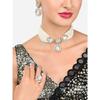 Gold Tone Multistrand Beaded Kundan Choker Necklace Earring & Ring Set For Women