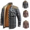 Fleece Thickened Shirt Men's Long-sleeved Plaid Shirt Casual Tooling Jacket