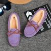 Women Winter Warm 100% Genuine Leather Flat Shoes Casual Loafers Slip On Women's Flats Plush Shoes Moccasins Lady 2024