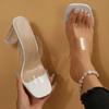 Fashion Summer Women Sandals PVC Jelly Slippers Open Toe High Heels Women Transparent Perspex Shoes Outdoor Luxury Heel Clear Sandals