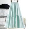 Elastic Waist Fairy Skirt - Spring/Summer Asymmetric Retro Midi Skirt with Ruffle Trim Patchwork A-Line Long Skirt