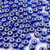 20/50pcs Blue Handmade Evil Eye Lampwork Glass Beads Flat Round Spacer Loose Beads for Bracelet Necklace Jewelry Making