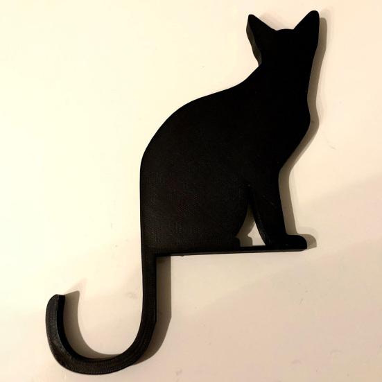 Wooden Black Cat Hook Multi-functional Home Bathroom Kitchen Cat Silhouette Key Hanger Decoration Pet Lover Gift