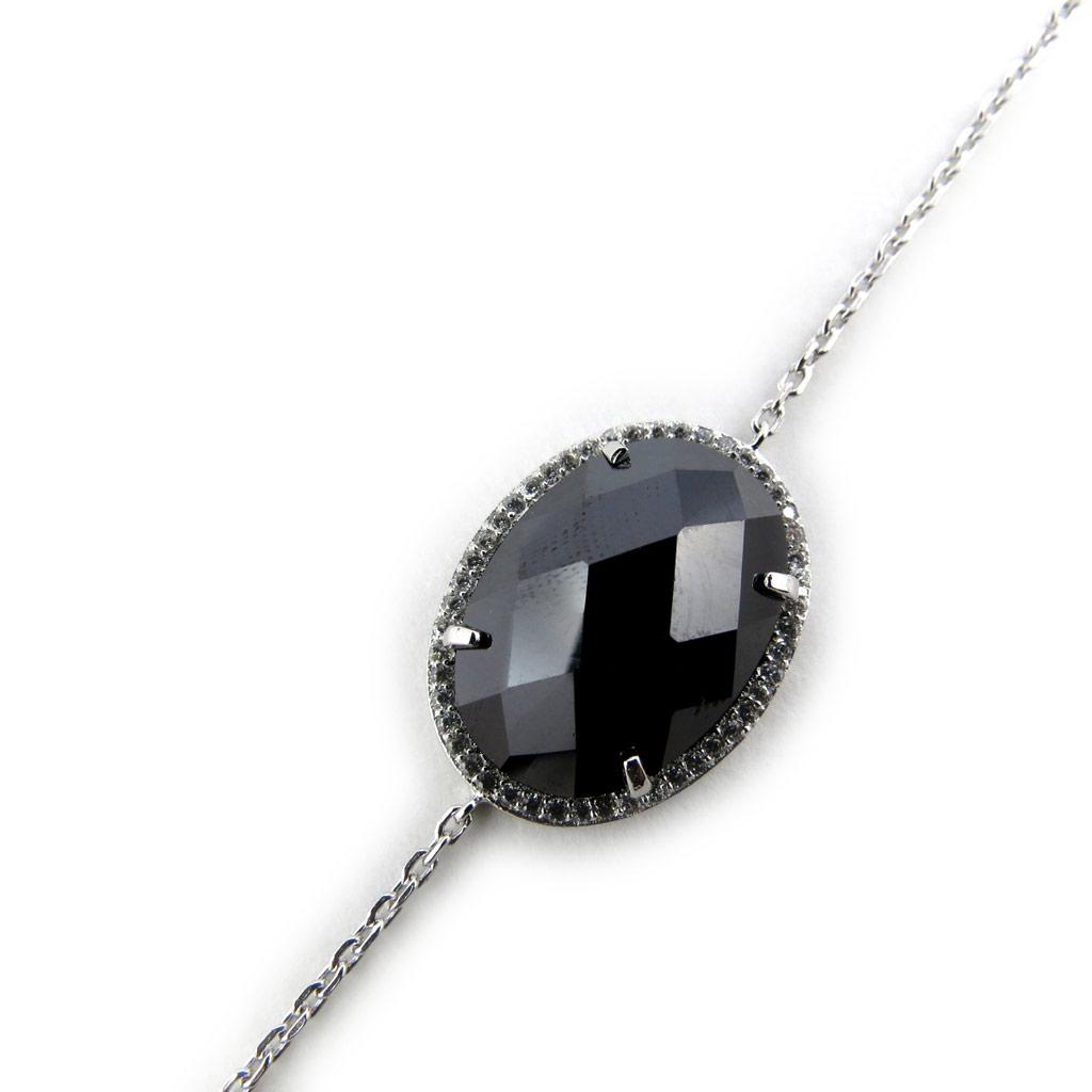 Les Trésors De Lily [L9507] - Silver Bracelet 'Sissi' Black White