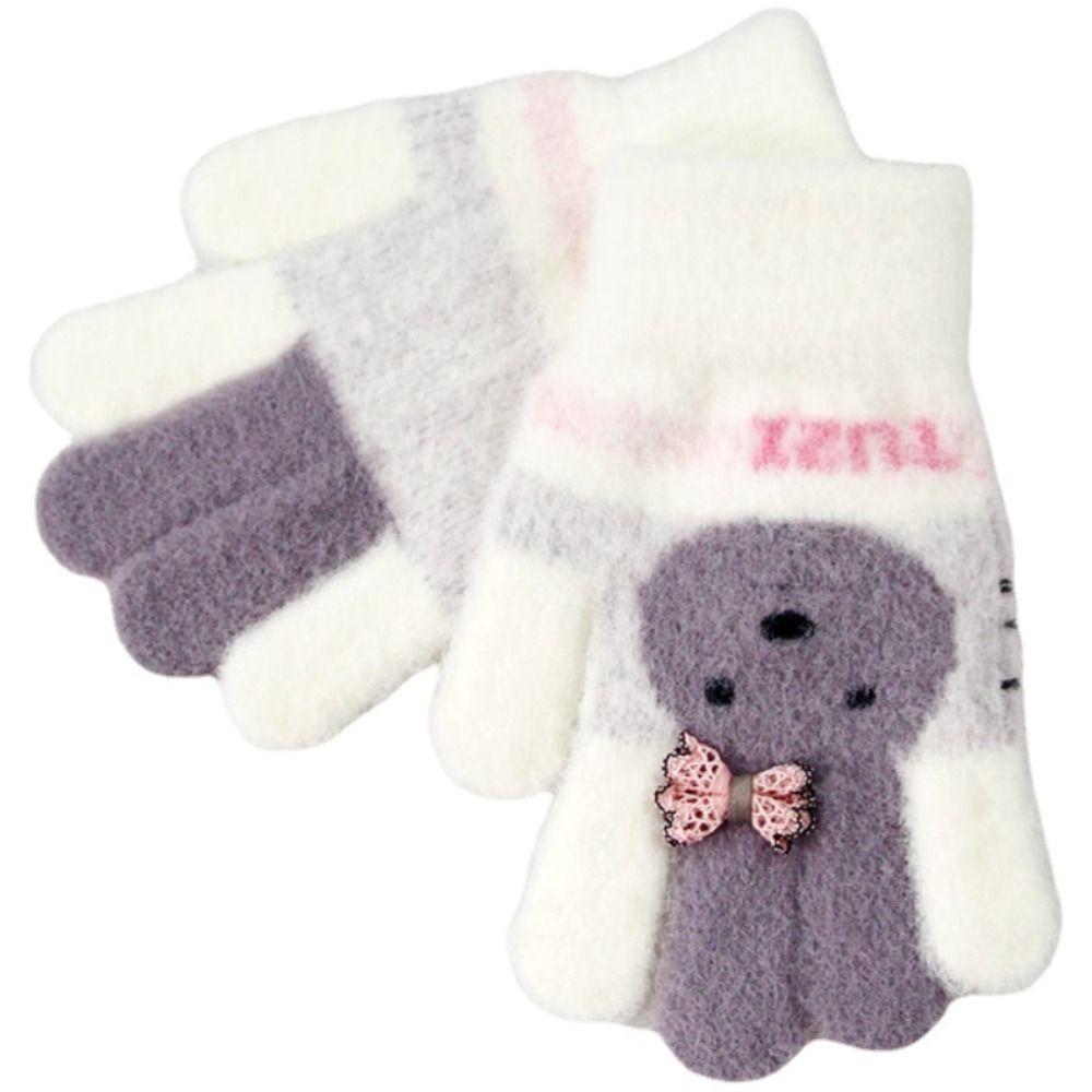 Thickened Autumn Winter Gloves Warm Warm Mittens Full Finger Gloves Hand Warmer  Boys Girls