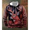 Men's Vintage Hoodie 3D Deer Hunting Graphic Hooded Sweatshirt For Male Winter Outwear Tops Oversized Daily Casual Steetwear