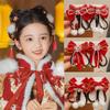 Red New Year Bow Hairpins Princess Girls Hanfu Headwear  Hair Accessories