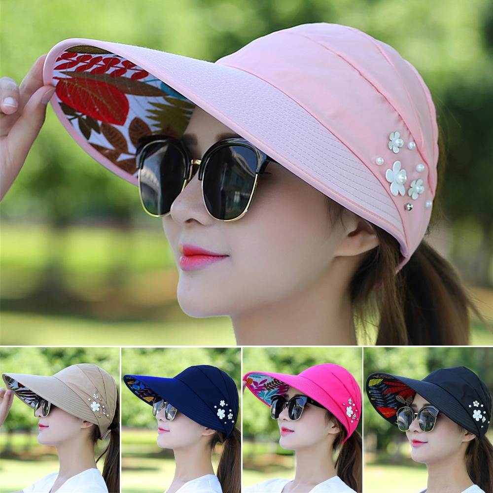 Vacation Wide Brim Foldable Anti-UV Visor Caps Sun Hat Beach Cap Casual Hats