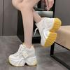 Fashion New 2025 Chunky Leather Sneakers Casual Vulcanized Shoes Woman High Platform Breathable Weave Sneakers 10CM Sport Dad Shoes