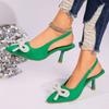 Pointed Stiletto High Heels Non-bag Head Bow Water Back Empty Half with High Heels Sandals Female Heels