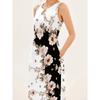 Flower Print Casual Sleeveless Long Dress Women's V-Neck Printed Dress Swing Bohemian Retro Dresses