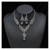 Women Necklace Earrings Set Luxury Symmetric Retro Rhinestone Hollow Out Anti-allergy Hanging