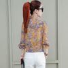 Women Elegant Print Chiffon Blouse Spring Summer Casual Long Sleeve Loose Shirt Office Lady Sweet Tops